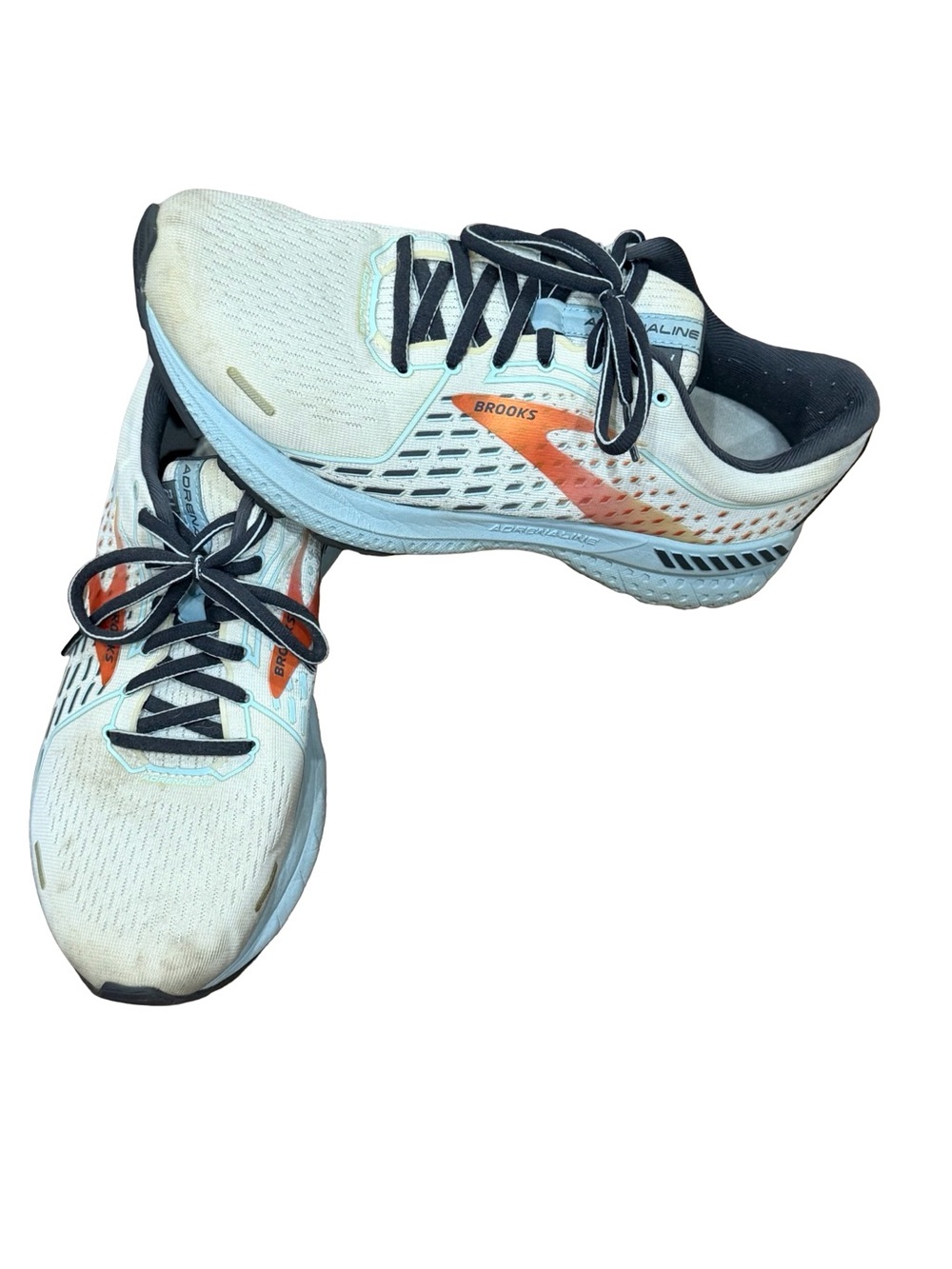 👟 Brooks Adrenaline GTS 21 Running Shoes White Alloy Light Blue Women's Size 9.5